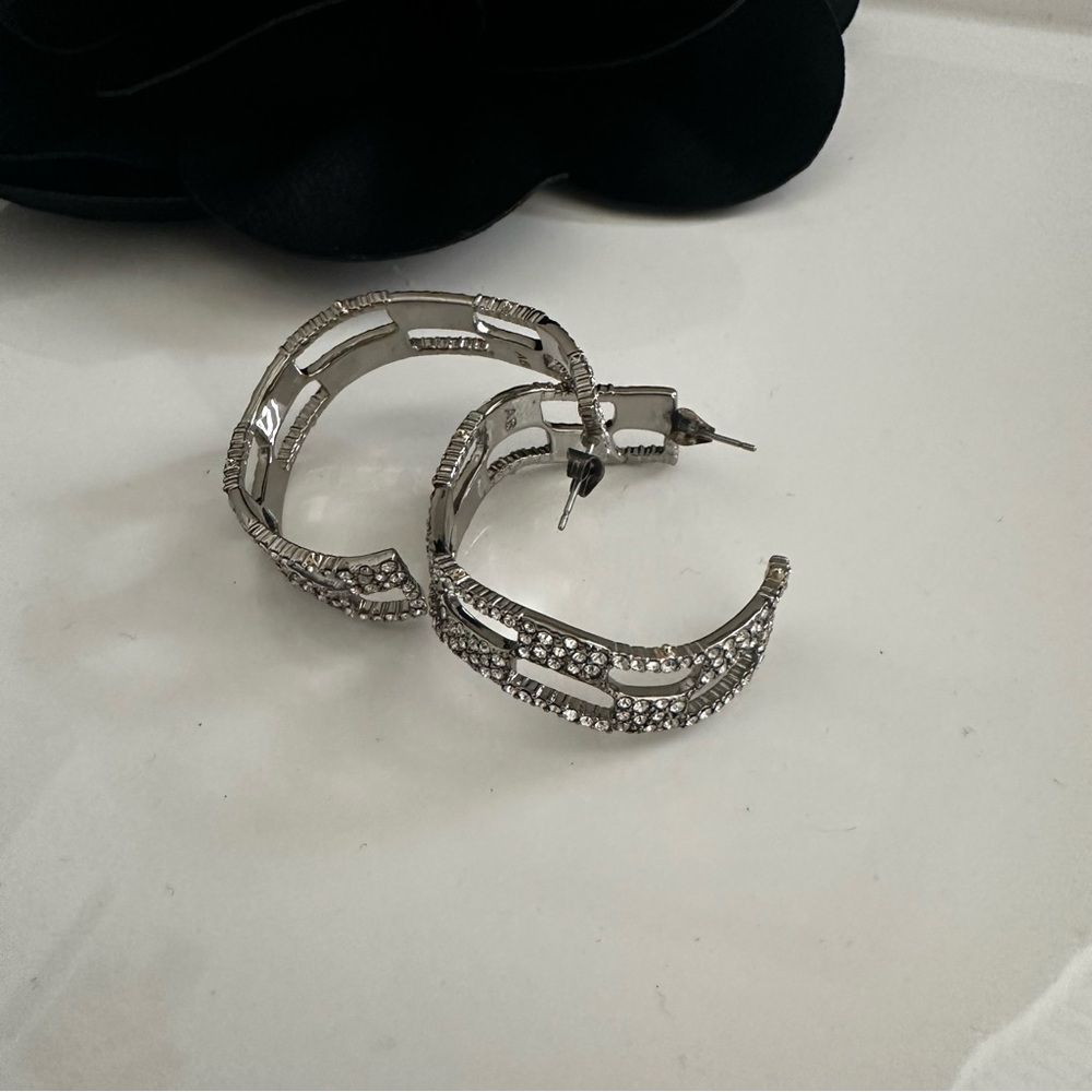 Alexis Bittar Pave Checkerboard Hoop Earrings - Picture 8 of 11